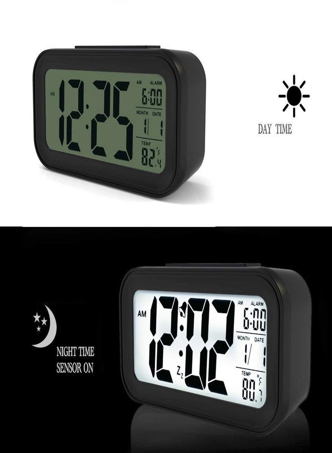 Sukee Digital Smart Operated Digital Clock | Alarm Table Clock with Automatic Sensor | Digital Alarm Clock for Bedrooms | Date & Temperature (Black) - Image 4